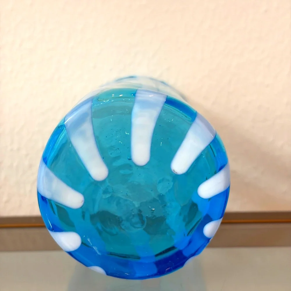 Alessandro Coppola Murano Italy Blue & White Art Glass Tumblers Set of 2 NEW